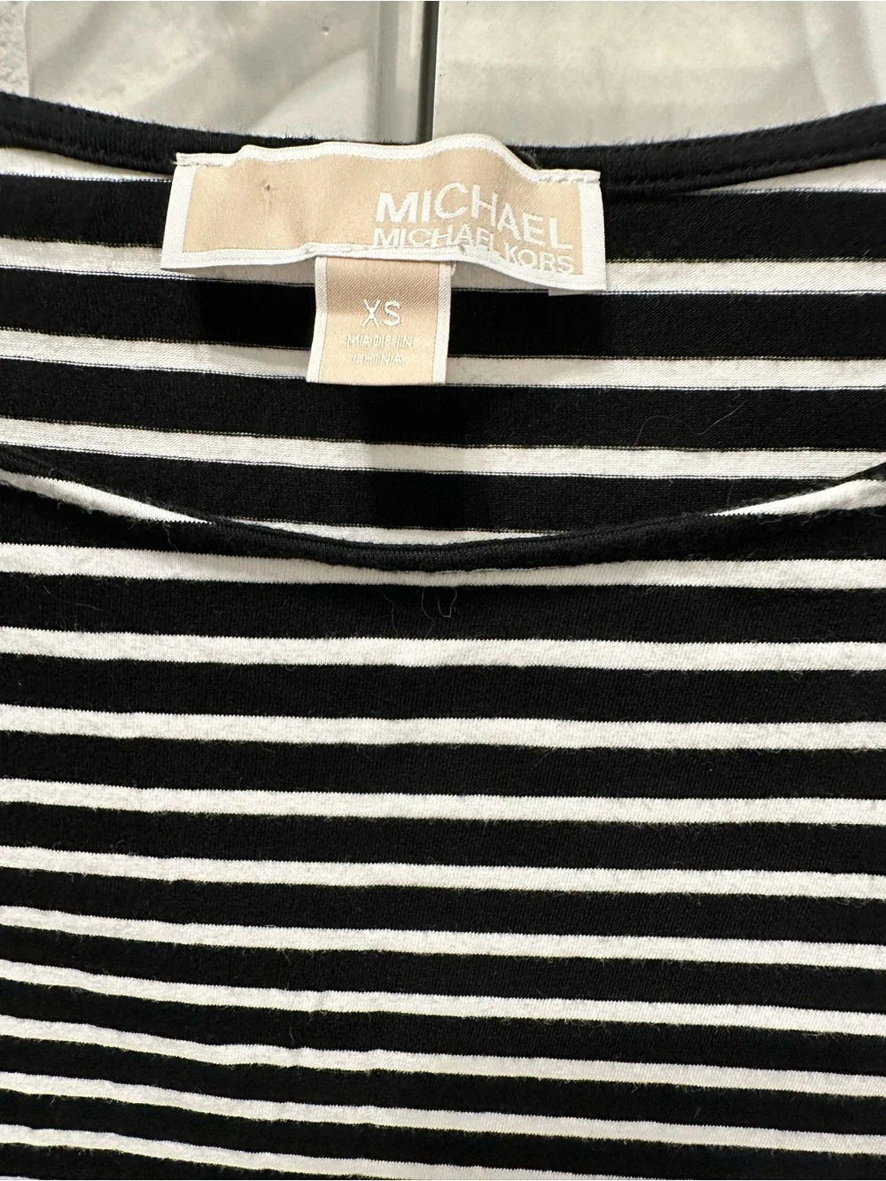 Michael Kors Black and White Striped Drawstring Mini Dress XS